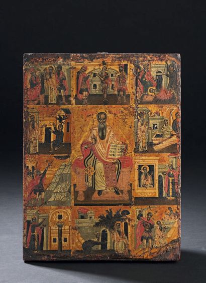 null Icône, GRÈCE, XVIIIe-XIXe siècle
Saint Charamampe de Magnésie avec dix scènes...