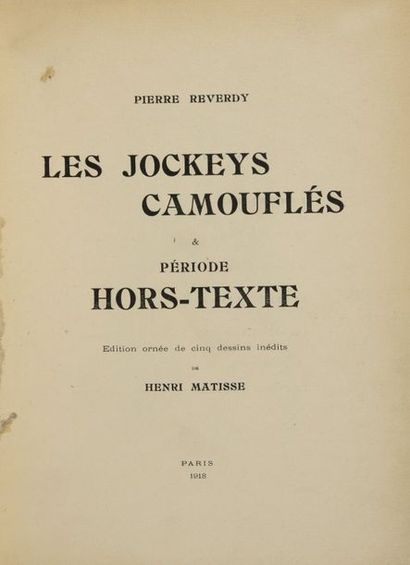 REVERDY, Pierre Les Jockeys camouflés & ériode hors-texte.
Édition ornée de cinq...