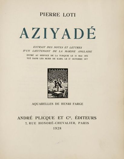 LOTI, Pierre Aziyadé. Extrait des notes et lettres d'un lieutenant de la marine anglaise...