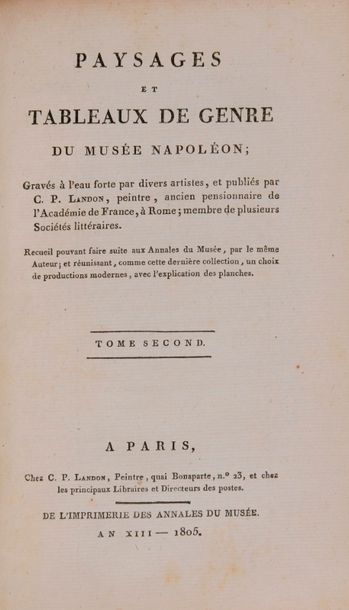 LANDON, C. P. Paysages et tableaux de genre du musée
Napoléon; gravés à l'eau forte...