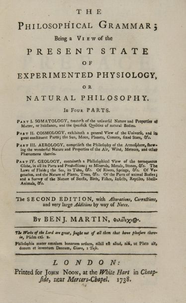 MARTIN, Benjamin The Philosophical Grammar; Being a View of the Present State of...