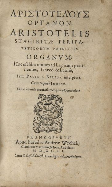 ARISTOTE Aristotelis stagiritae peripateticorum principis
Organum: hoc est Libri...
