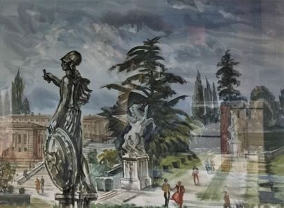 Albert DECARIS (1901-1988) Albert DECARIS (1901-1988)

Promeneurs dans les jardins...