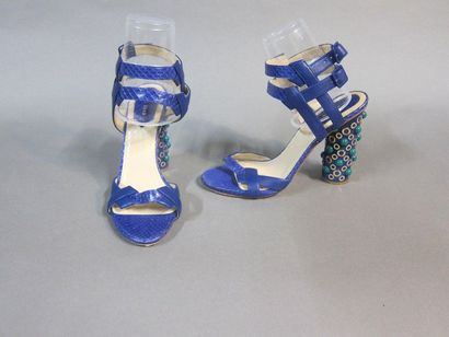 null Elie SAAB

Pair of sandals in snake and royal blue leather, double strap, suede...