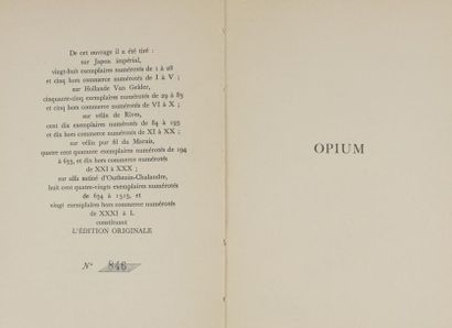 null COCTEAU, Jean - Opium. Journal d'une désintoxication. Dessins de l'auteur. Paris,...