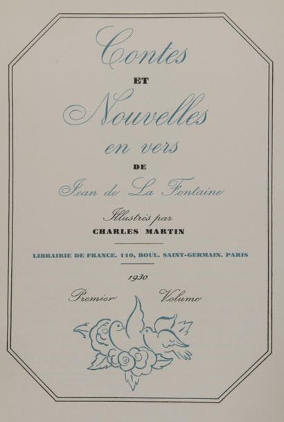 null LA FONTAINE - Contes et Nouvelles en vers. Paris, Librairie de France, 1930....