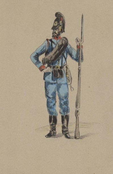 null [MANUSCRIT] - Costumes de l'armée allemande pendant la guerre de 1870-71 faits...