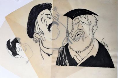 null CARICATURES D'ANDRÉ LEBON [1918-1996].

Ensemble de 13 caricatures de personnalités...