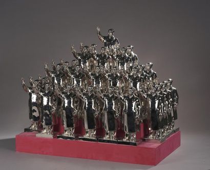 null HUANG Gang (born 1961) 

Pyramid of Mao

Bronze with silver patina, set of 28...