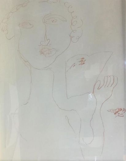null COJAN Aurel (1914-2005), Portrait de femme Techniques mixtes sur papier, signée...