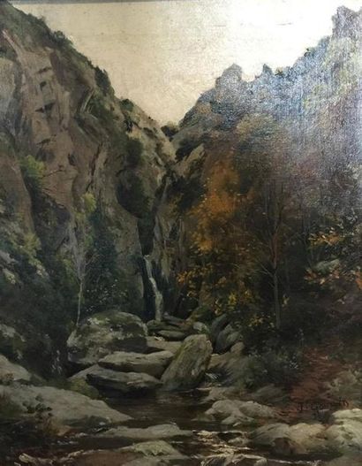 null Attribué à Francis GOULLIN (1840-1913) Gorges et cascades de Baoussous à Céret...
