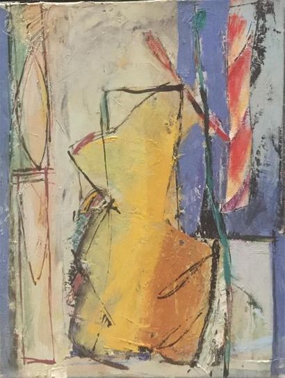 null François BRUETSCHY (1938) Compositions abstraite Deux huiles sur toile, signées...