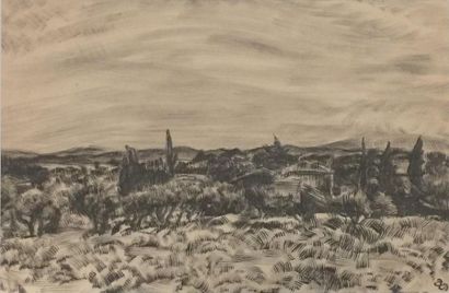Pierre DIONISI ( 1904-1970) Mediterranean landscape
Ink on paper, monogrammed on...