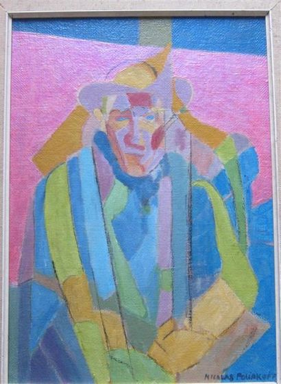 null Nicolas POLIAKOFF (1899-1976) Homme au chapeau Huile sur toile, signée en bas...