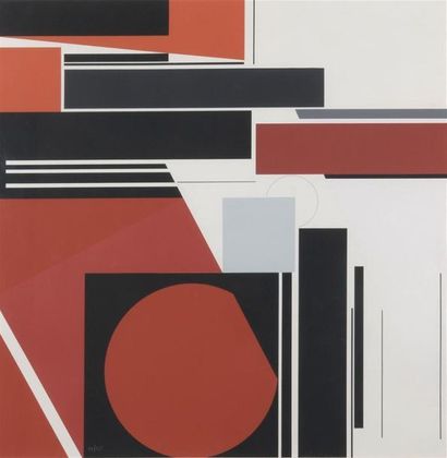 null Georges FOLMER (1895-1977) "Composition géométrique en rouge et noir" Lithographie...