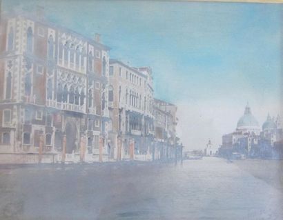 null vue du canal de Venise Photographie coloriée signé et daté AZ 1911 en bas à...