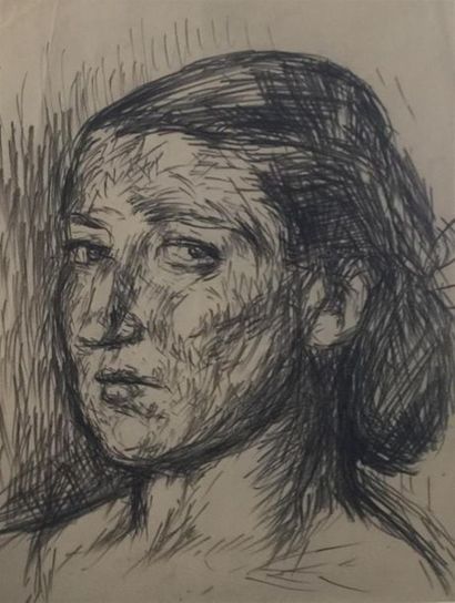 null Pierre DIONISI ( 1904-1970) Trois portraits de femmes Reunion de trois crayon...