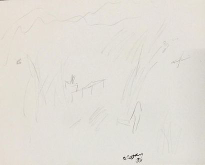 null COJAN Aurel (1914-2005), Compositions abstraites Six crayons gras sur papier,...