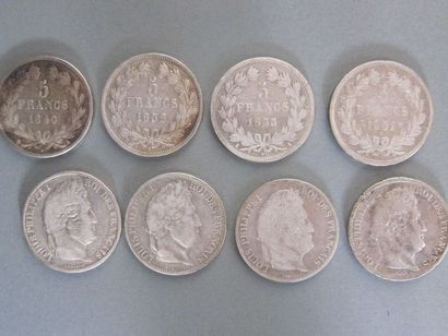 5 Francs Louis-Philippe : 8 pièces argent...