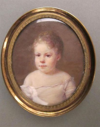 null Miniature ovale : "Jeune enfant", fin XIX°siècle

6,5 x 5,5 cm