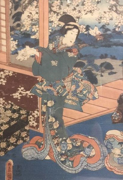 null Japon

Courtisanes, paysages et lettrés

Ensemble de sept estampes en couleurs.

34...