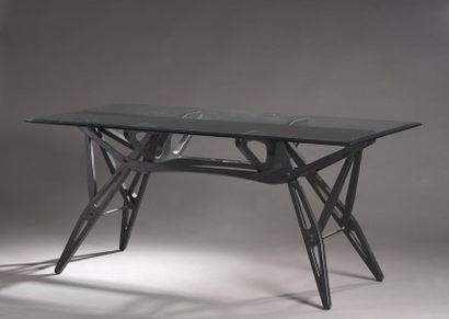 null Carlo MOLLINO (1905-1973) 

Table, modèle " Reale " (créé en 1946) à plateau...