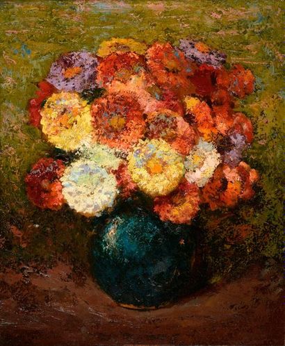 null Charles DAGNAC-RIVIÈRE (1864-1945)

Bouquet of Zinnias in a blue vase

Oil on...