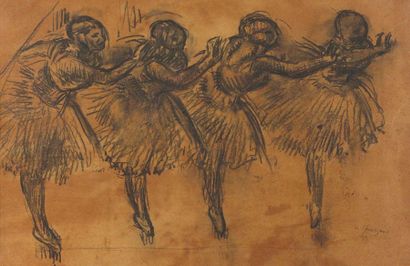 Edgar DEGAS (1834-1917)
Four dancers performing
Fusain...