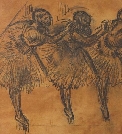 null Edgar DEGAS (1834-1917)
Quatre danseuses évoluant
Fusain sur papier calque contrecollé...
