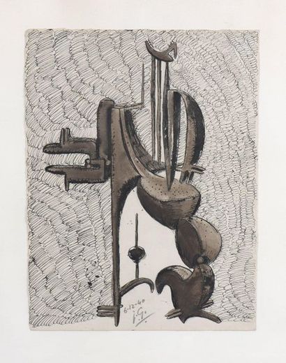 null Julio GONZALES (1876-1942)

Projet de sculpture

Plume, mine de plomb et lavis...
