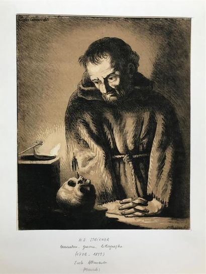 null Vignettes, illustrations, St Jérôme en méditation par Strixner d'après L. Carrache,...