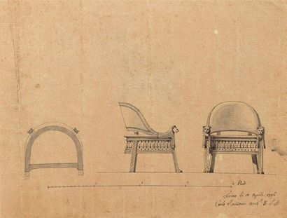null Carlo RANDONI

(Turin 1755 - 1831)

Projet pour un fauteuil empire

Plume et...