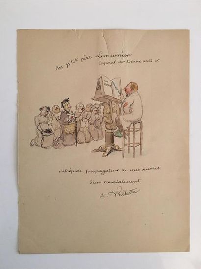 null ADOLPHE WILLETTE (1857 - 1926)

Au P'tit père Lemeunier, caporal des Beaux Arts...