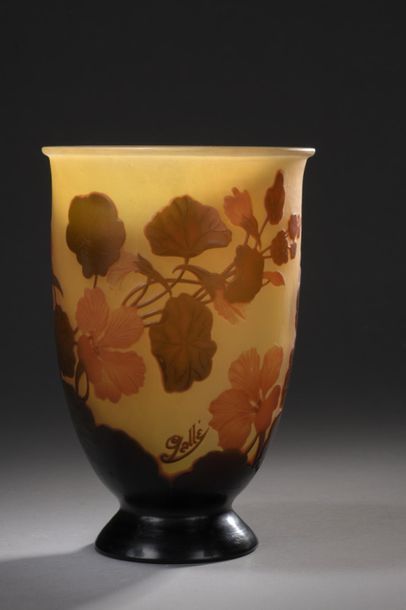  WELL-ESTABLISHED GALLERIES 
Cornet vase on conical pedestal. Proof in 
orange and...