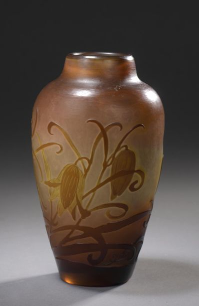 ÉTABLISSEMENTS GALLÉ (1904-1936) 
Vase ovoïde épaulé à petit col. Épreuve en verre...