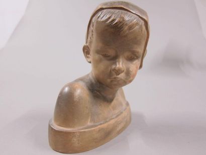  Marie Anne CRANNEY FRANCESCHI 
(19th-20th century) 
Child's bust 
Terracotta patina...