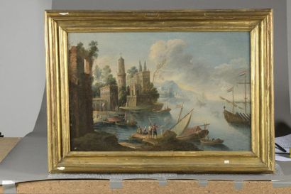null Late eighteenth century ITALIAN school

Views of a port

Pair of canvases, restoration.

48,5...