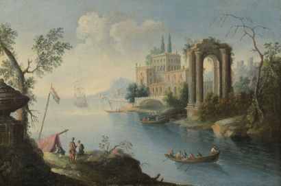 null Late eighteenth century ITALIAN school

Views of a port

Pair of canvases, restoration.

48,5...