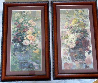 null Two framed pieces "Flowers" 

57 x 28 cm