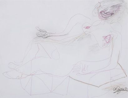 null COJAN Aurel (1913-2005),

Nue allongée sur des coussins,

Pastel gras sur papier,...