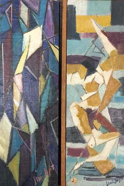 null Geneviève LINÉ JAGOT (1920-2001)

- Untitled

- Women

Two oils on chipboard,...