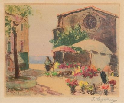 null Georges LAPCHINE

(Moscow 1885-1950 Paris)

Flower Market

Two colour lithographs,...