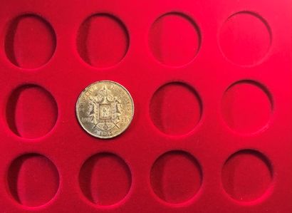 null 1 monnaie de 100 Francs français en or, type Napoléon III tête laurée, 1863,...