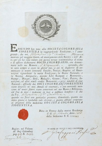 null ARCHIVE Théodore-Edme MIONNET [Paris, 1770 - id., 1842].

Beau diplôme de la...