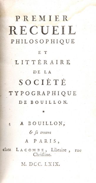 null [CASTILHON, Jean-Louis & ROBINET J.-B.] - Premier (quatrième) Recueil philosophique...