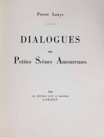 null LOUYS, Pierre - Dialogues ou Petites Scènes Amoureuses. Lorient, Les Editions...