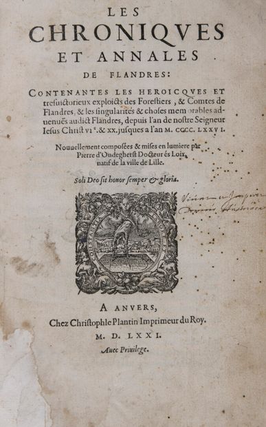 null OUDEGHERST, Pierre d' - Les Chroniqves et annales de Flandres : contenantes...