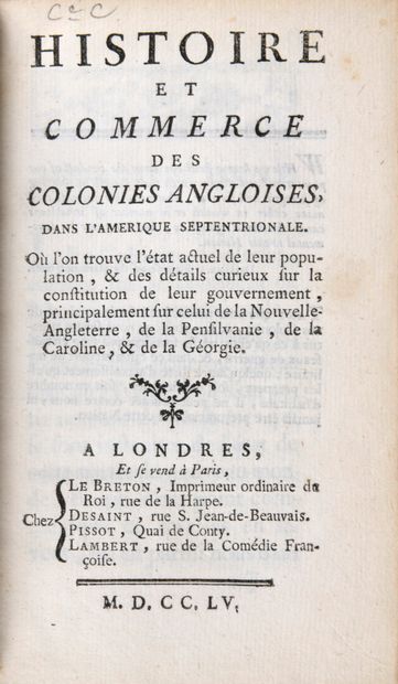 null [BUTEL-DUMONT, Georges-Marie] - Histoire et commerce des colonies angloises...