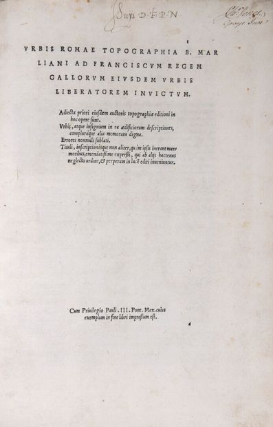 null MARLIANI, Bartolomeo - Urbis Romae topographia B. Marliani ad Franciscum regem...