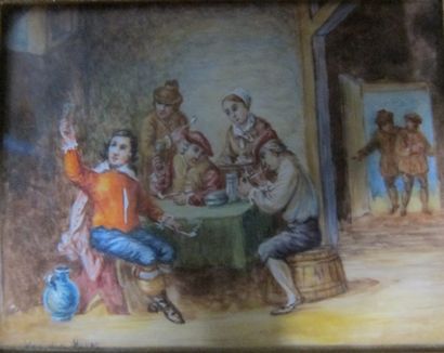 null D'après TENIERS

Scène de taverne

Miniature sur ivoire, signée en bas à gauche

6,5...